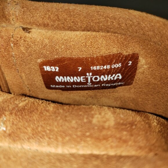 Minnetonka 3-layer fringe Suede Leather Moccasin 12” tall boots Women's size 7 - Picture 4 of 5